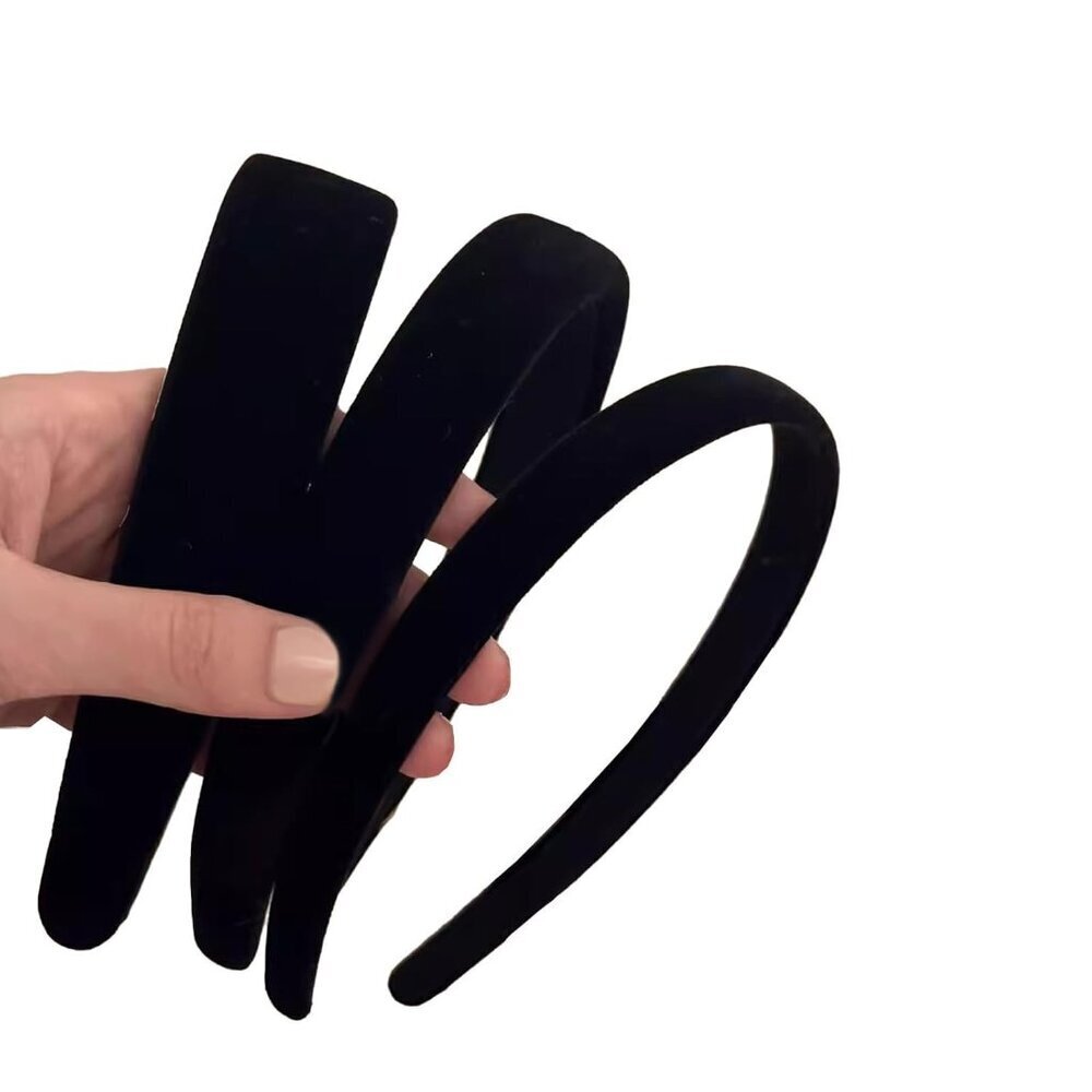 Black Velvet Padded Headbands For Women, Soft Simple Headband For Girls And Teen